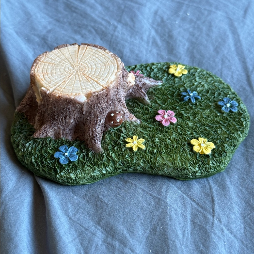 Decorative Tree Stump with Flowers